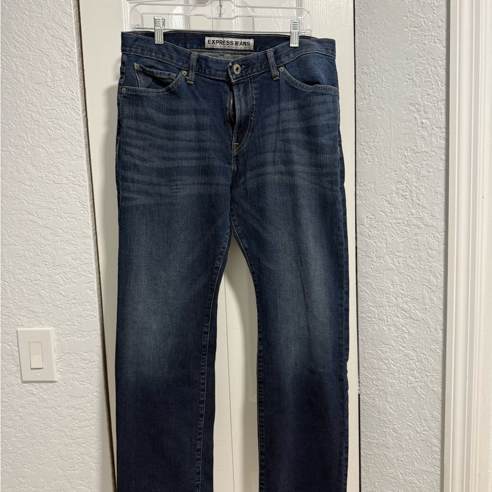 Express  Jeans Men's Straight Jeans in Deep Indigo